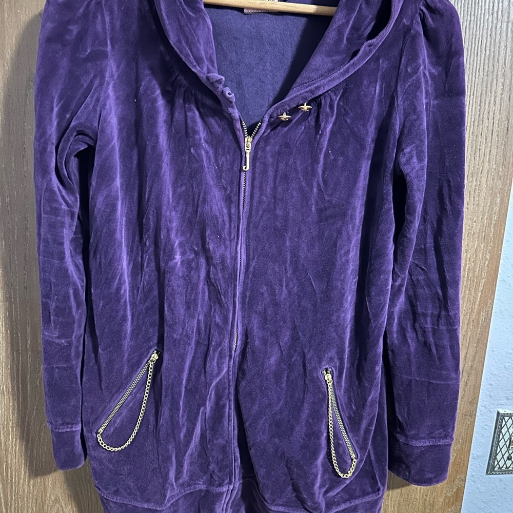 Purple Velvet Hoodie with Gold Accents